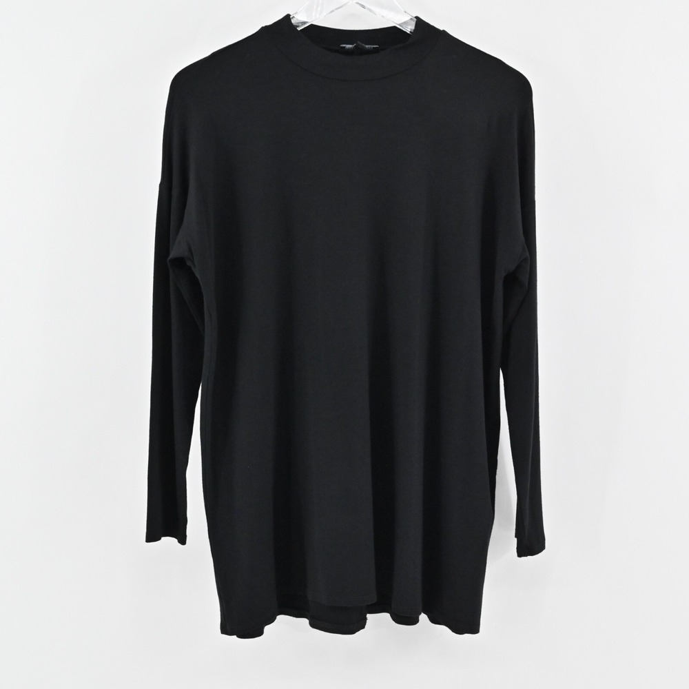 EILEEN FISHER Top Womens‎ Size XS Black Long Sleeve Crew Neck Stretch Relaxed